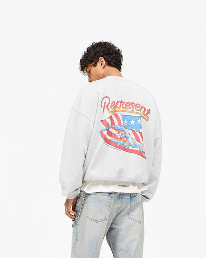 REPRESENT Represent x Beach Boys Americas Band Sweater - Ice Grey Marl