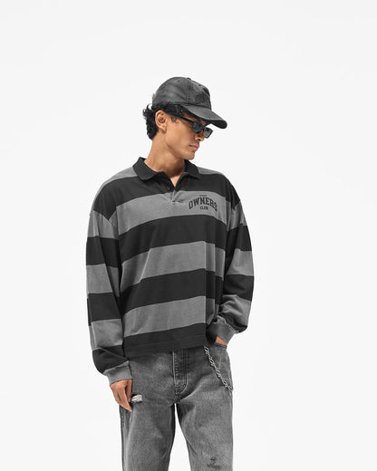 REPRESENT Represent Owners Club Rugby Stripe Top - Weathered Black