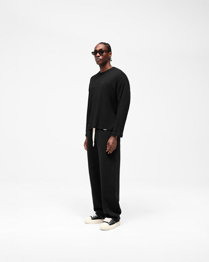 REPRESENT Initial Sheer Rib Long Sleeve T-Shirt - Jet Black
