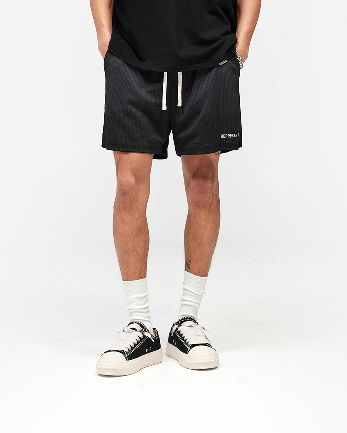 REPRESENT Washed Mesh Shorts - Black