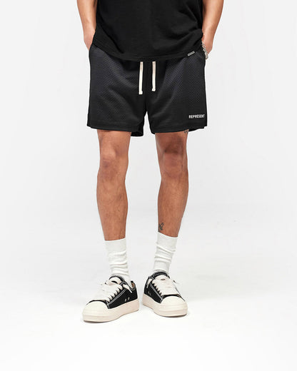 REPRESENT Washed Mesh Shorts - Black