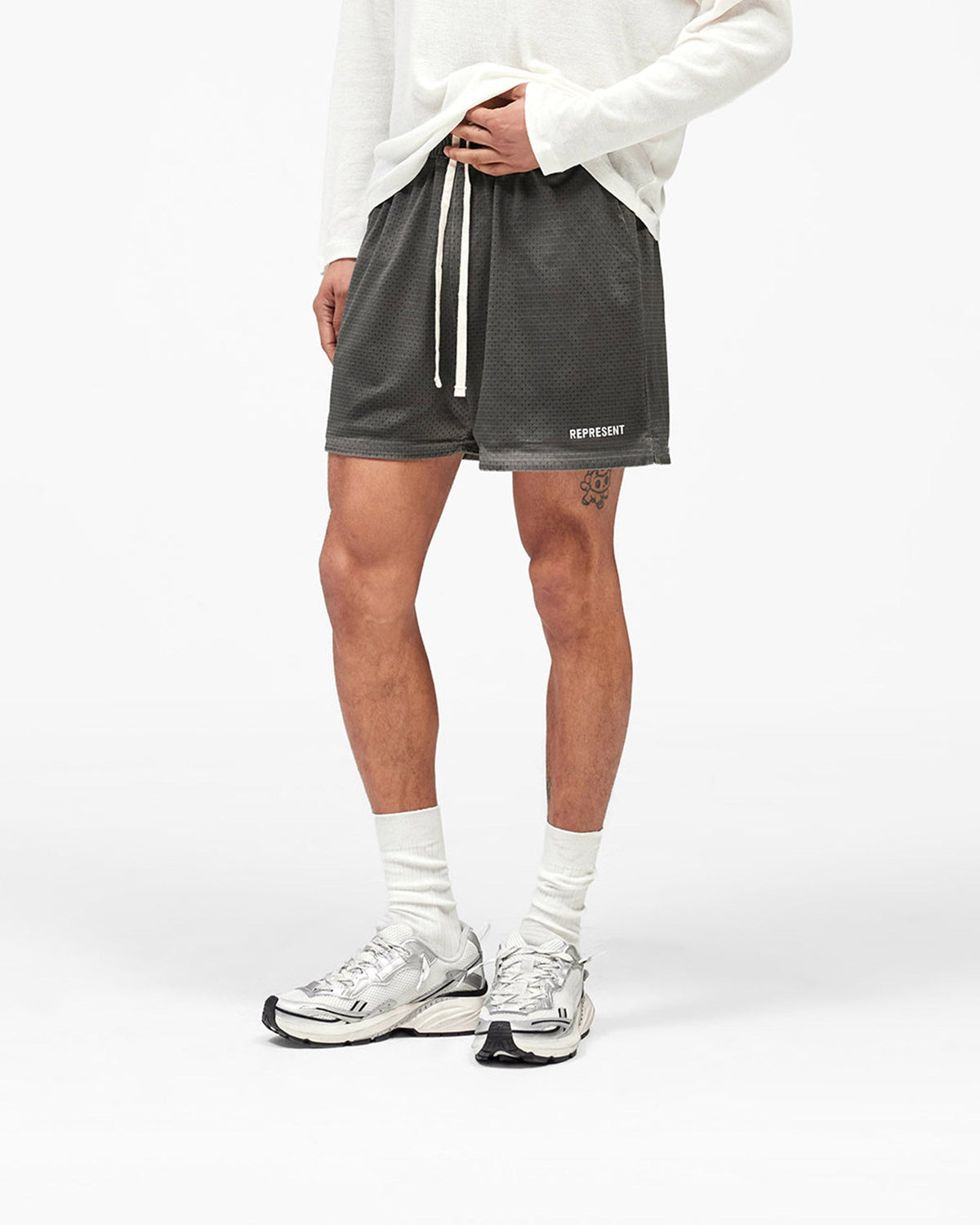 REPRESENT Washed Mesh Shorts - Vintage Grey