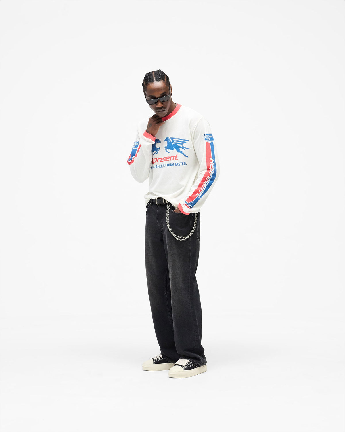 REPRESENT Mesh Pegasus Long Sleeve T-Shirt - Flat White