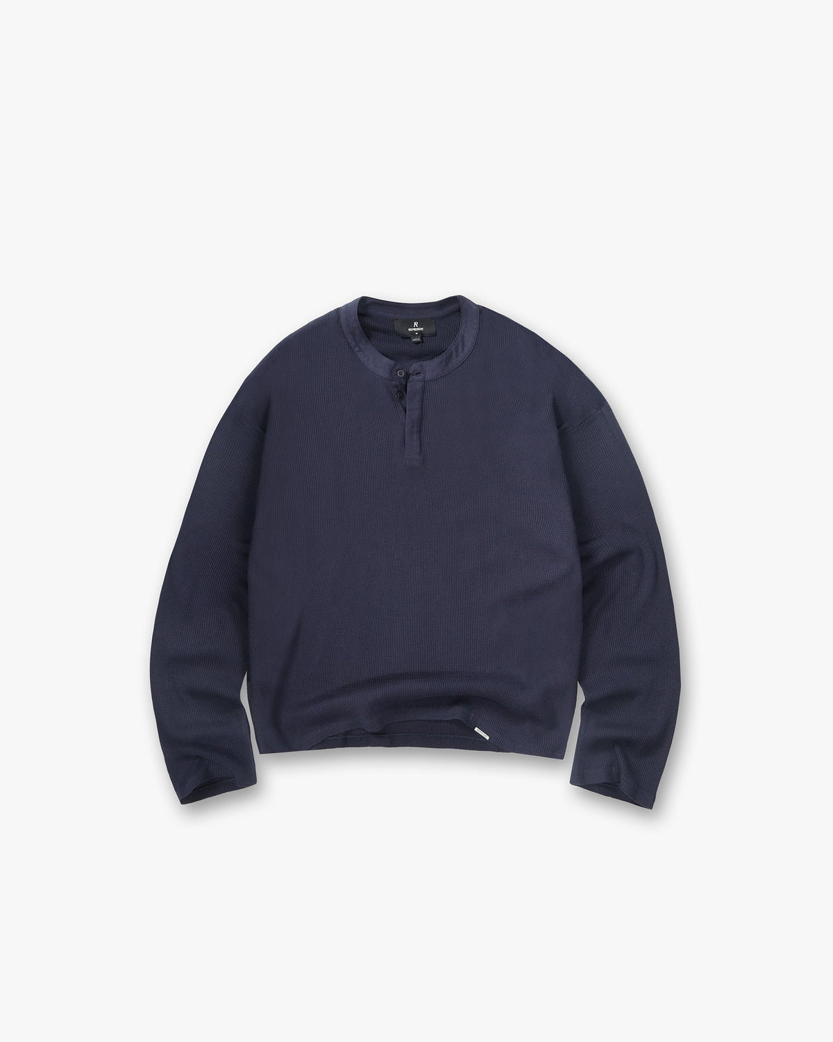 REPRESENT Initial Henley Waffle Long Sleeve T-Shirt - Midnight Navy