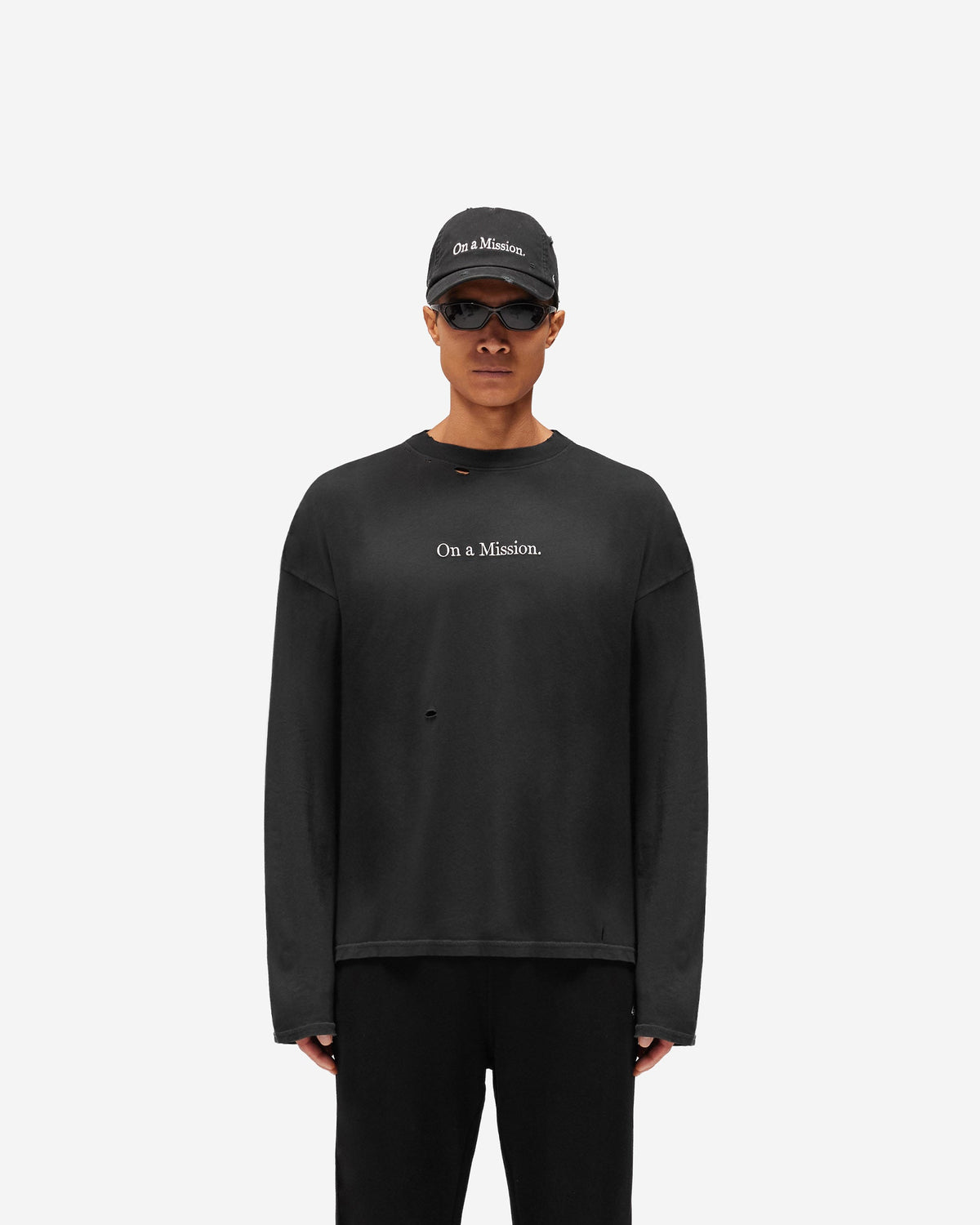 REPRESENT 247 On A Mission Long Sleeve T-Shirt - Jet Black