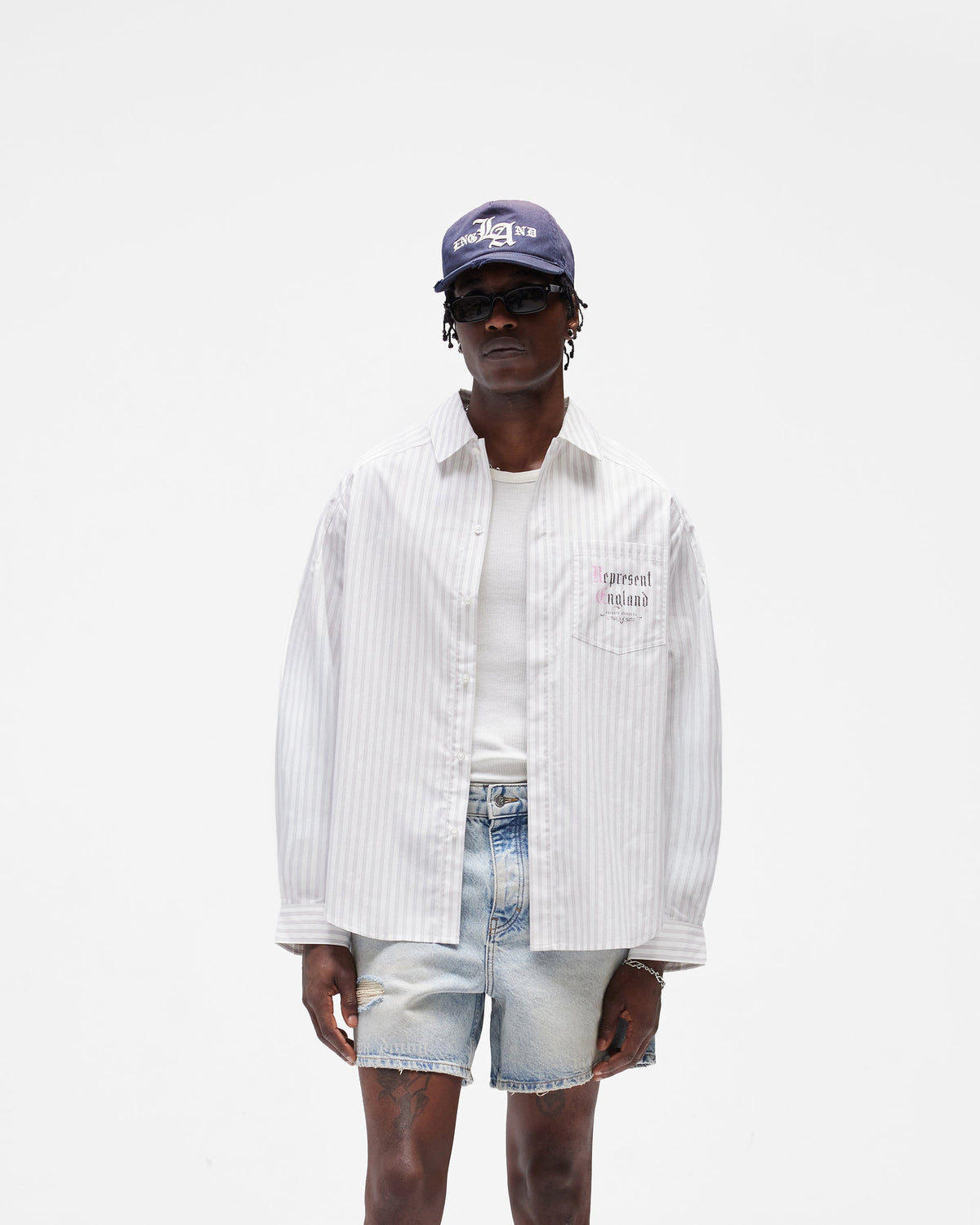 REPRESENT Pinstripe Shirt - Flat White