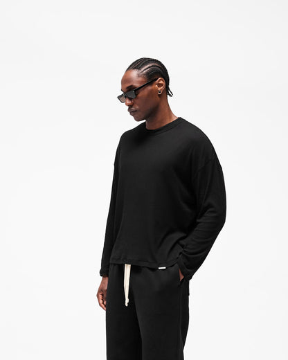 REPRESENT Initial Sheer Rib Long Sleeve T-Shirt - Jet Black