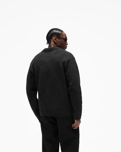 REPRESENT Knitted Boucle Polo - Jet Black