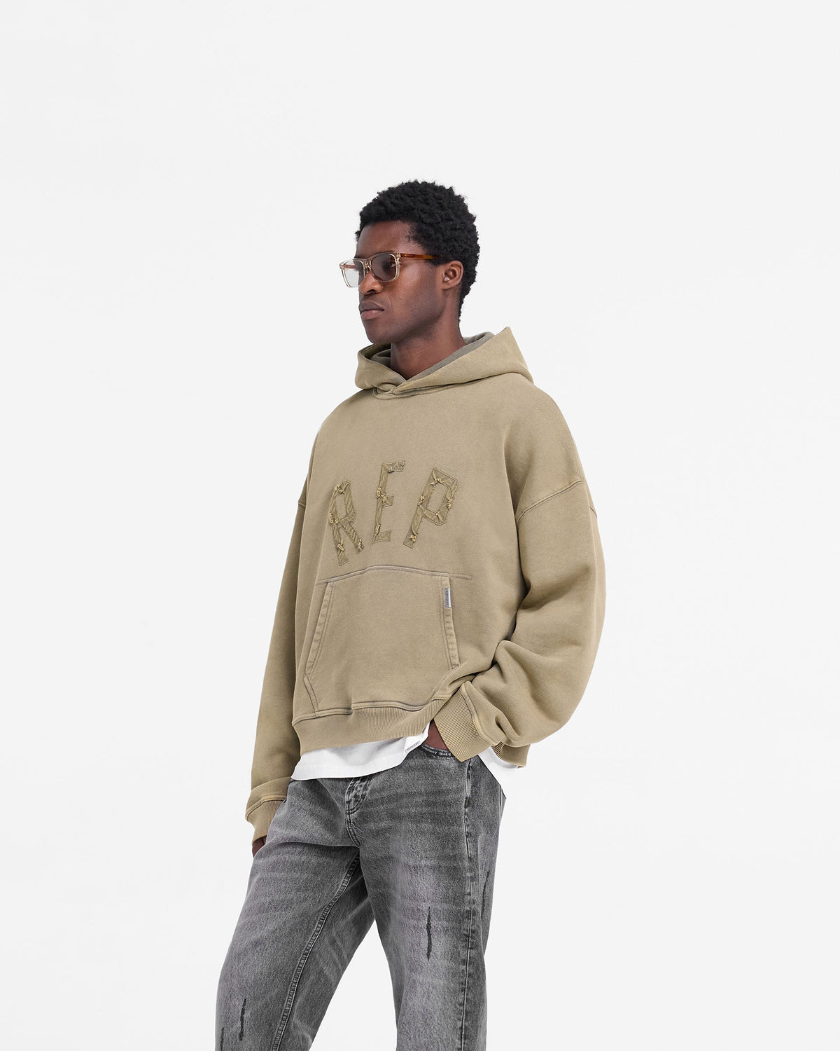 REPRESENT Rep Applique Hoodie - Fawn