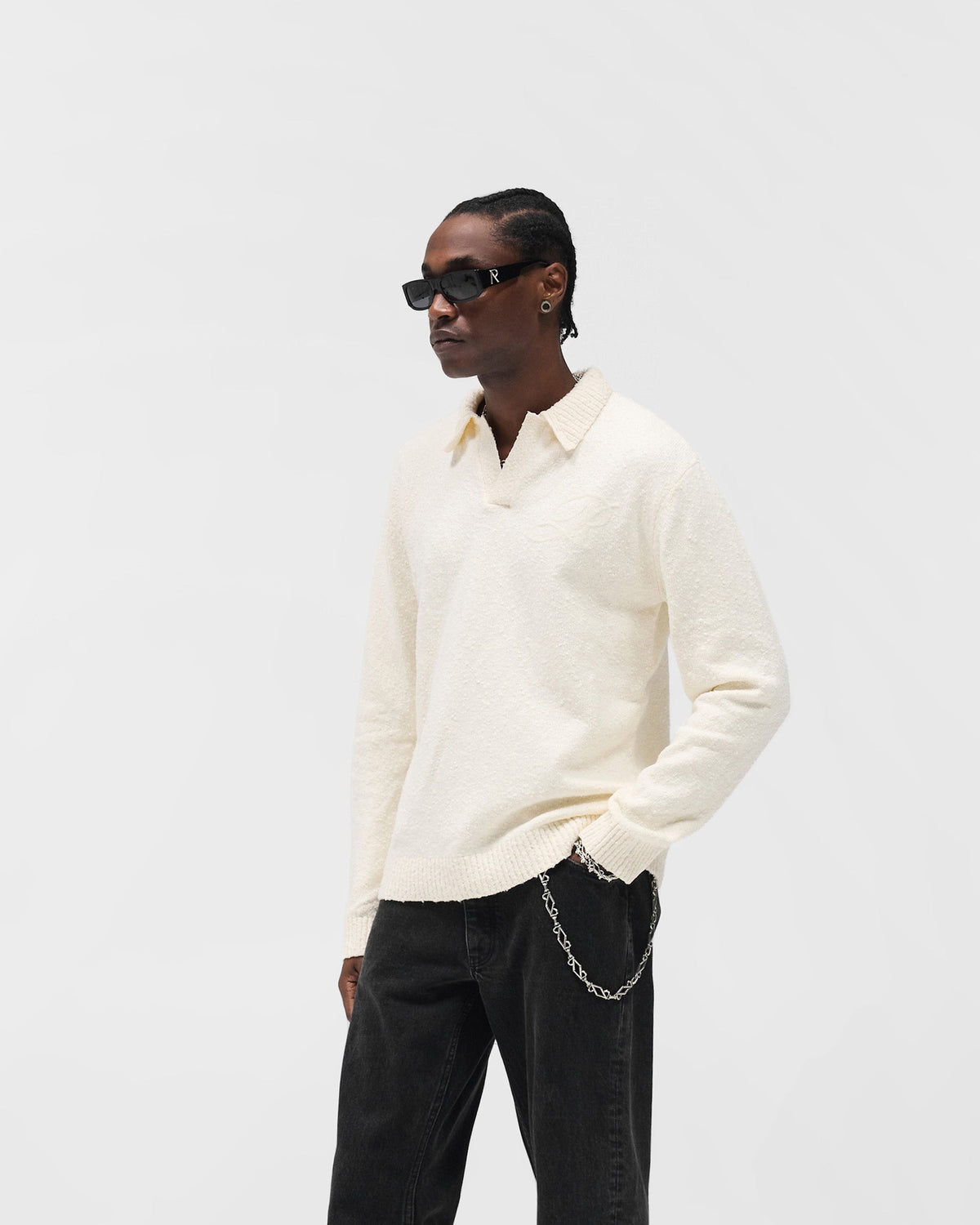 REPRESENT Knitted Polo - Aged White