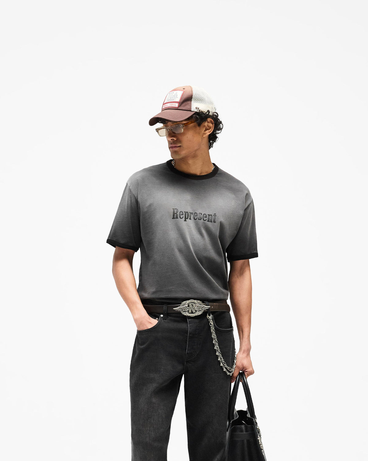 REPRESENT Represent Ringer T-Shirt - Stained Black