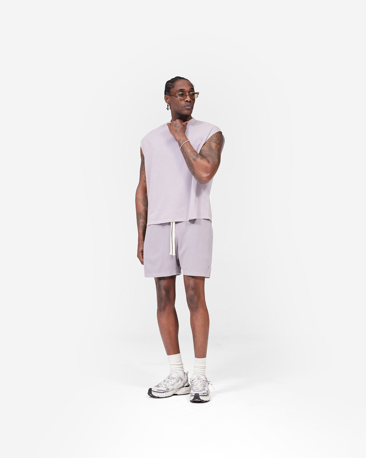 REPRESENT Initial Waffle Shorts- Mist
