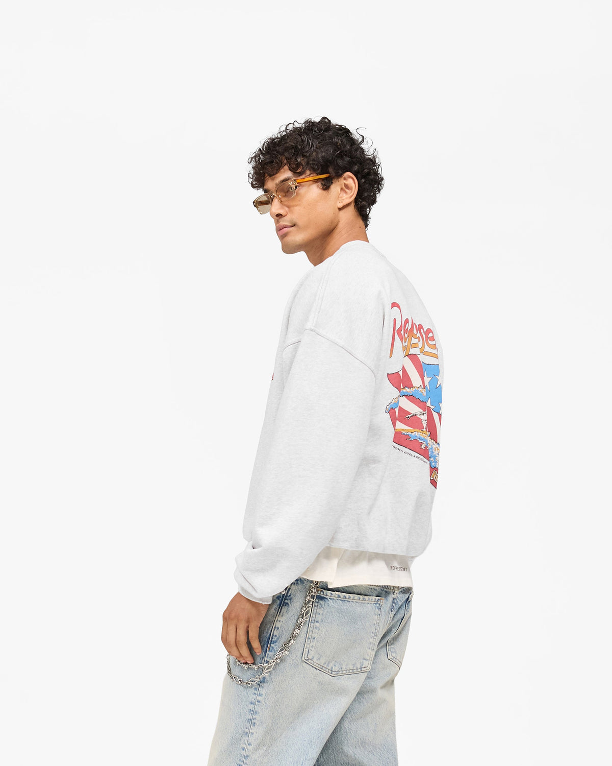 REPRESENT Represent x Beach Boys Americas Band Sweater - Ice Grey Marl
