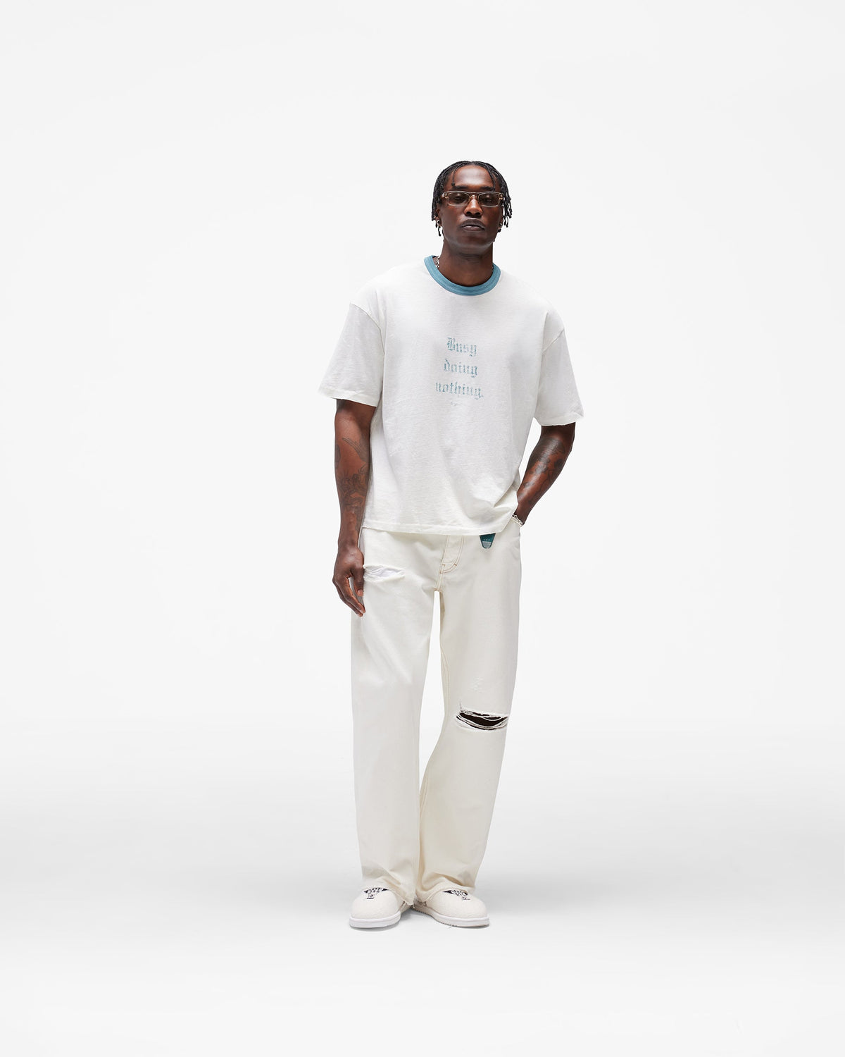 REPRESENT Busy Doing Nothing T-Shirt - Flat White