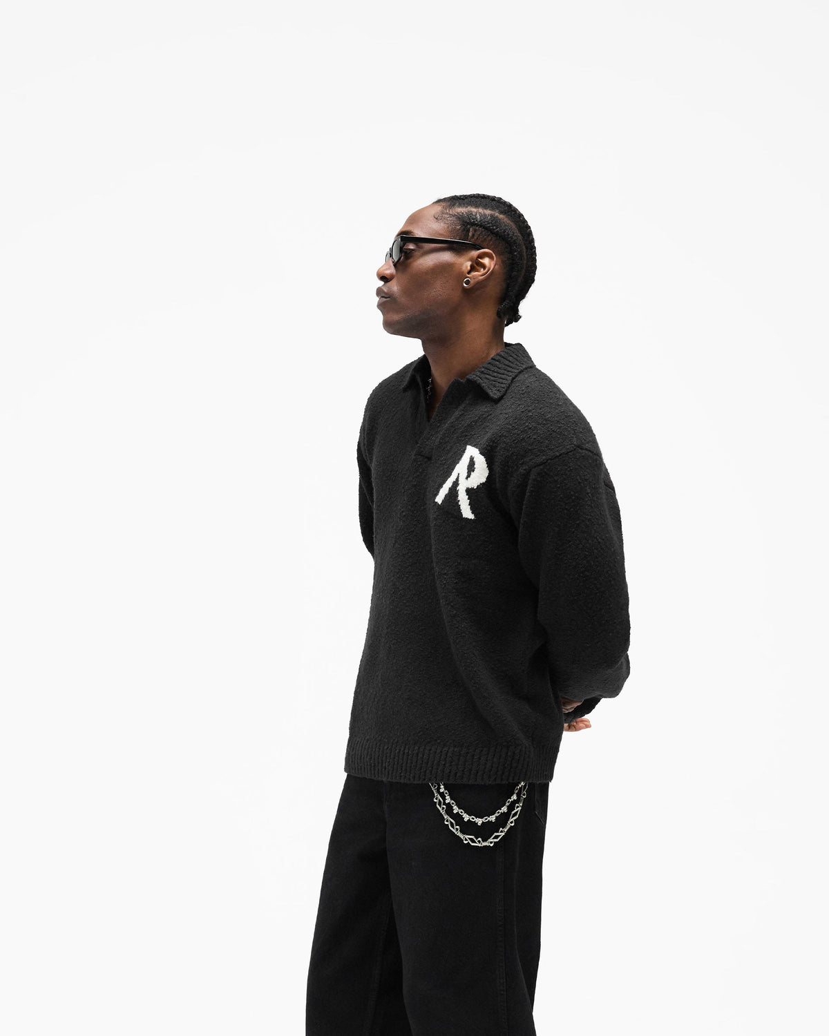 REPRESENT Knitted Boucle Polo - Jet Black