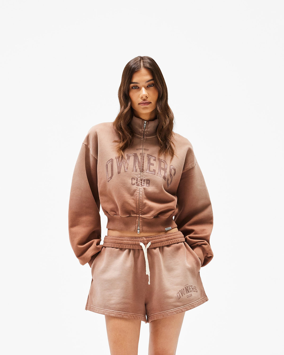 REPRESENT Represent Owners Club Zip Funnel Neck - Sienna