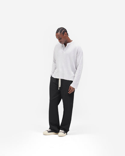 REPRESENT Initial Henley Waffle Long Sleeve T-Shirt - Ice Grey Marl
