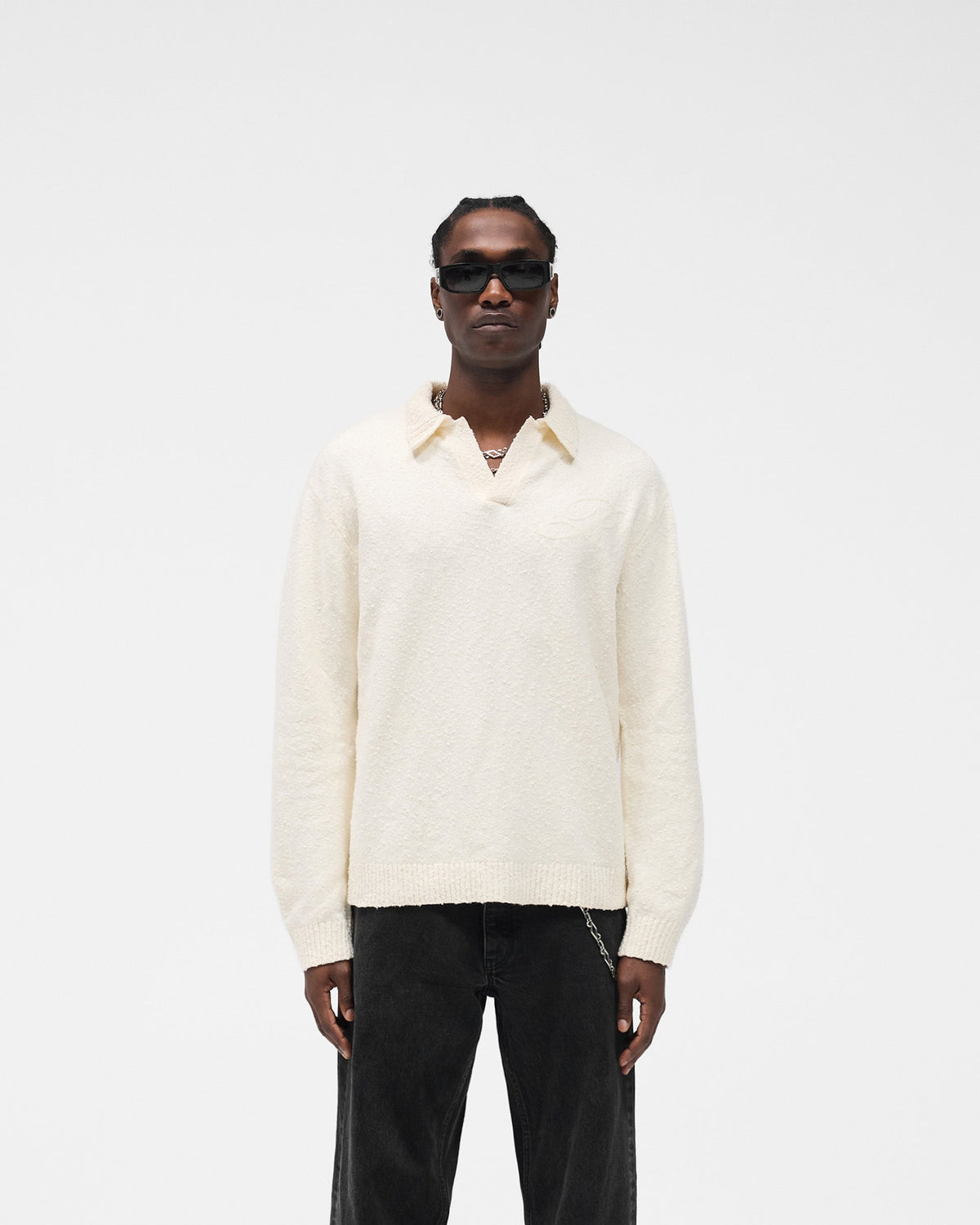 REPRESENT Knitted Polo - Aged White