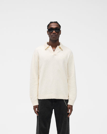 REPRESENT Knitted Polo - Aged White