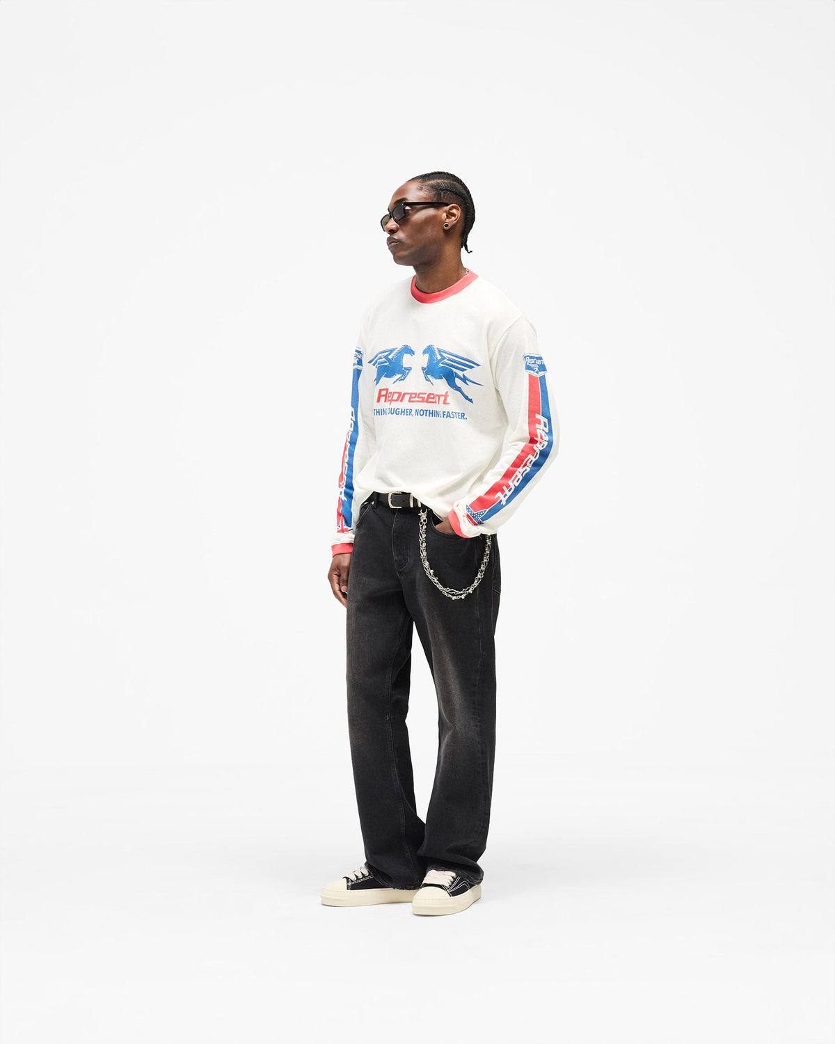 REPRESENT Mesh Pegasus Long Sleeve T-Shirt - Flat White
