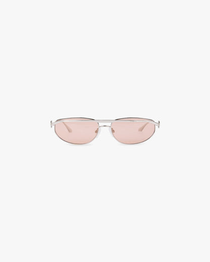 REPRESENT Slim Aviator Sunglasses - Silver Brown