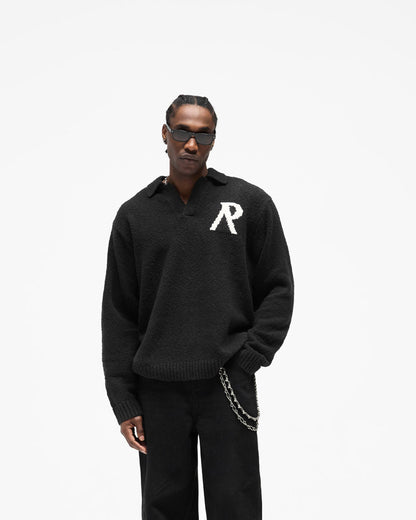 REPRESENT Knitted Boucle Polo - Jet Black