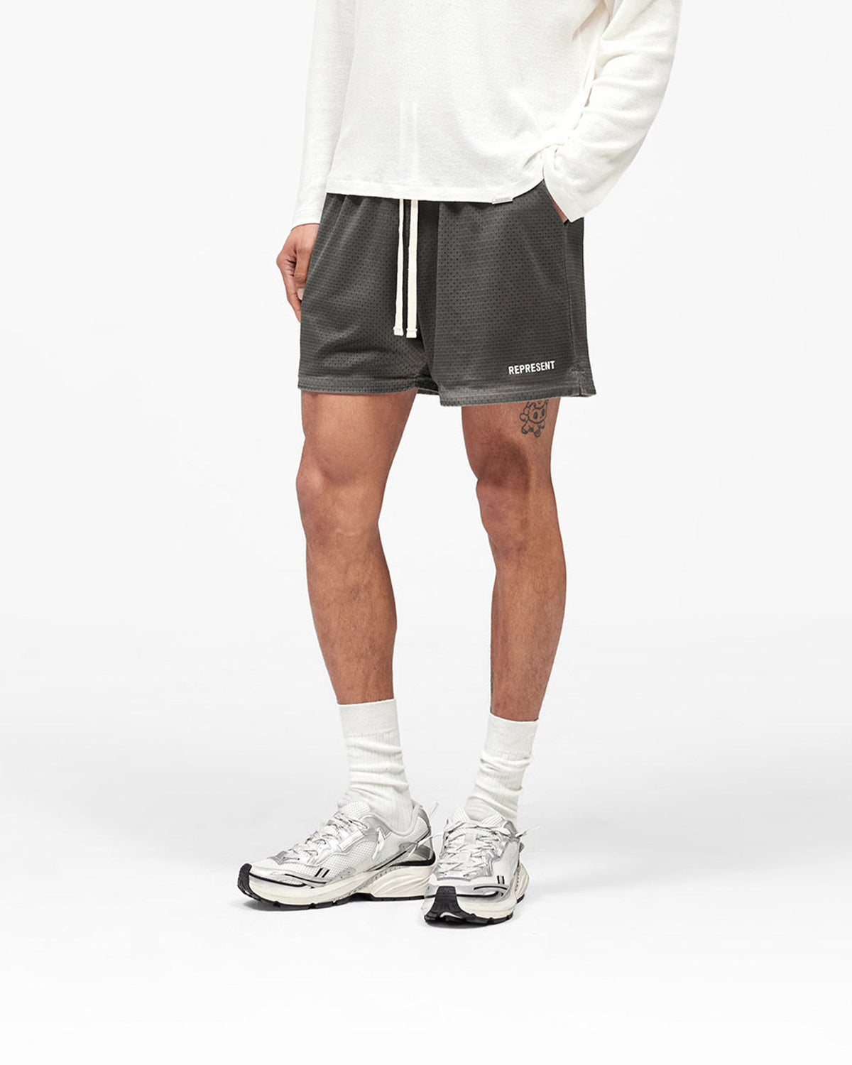 REPRESENT Washed Mesh Shorts - Vintage Grey