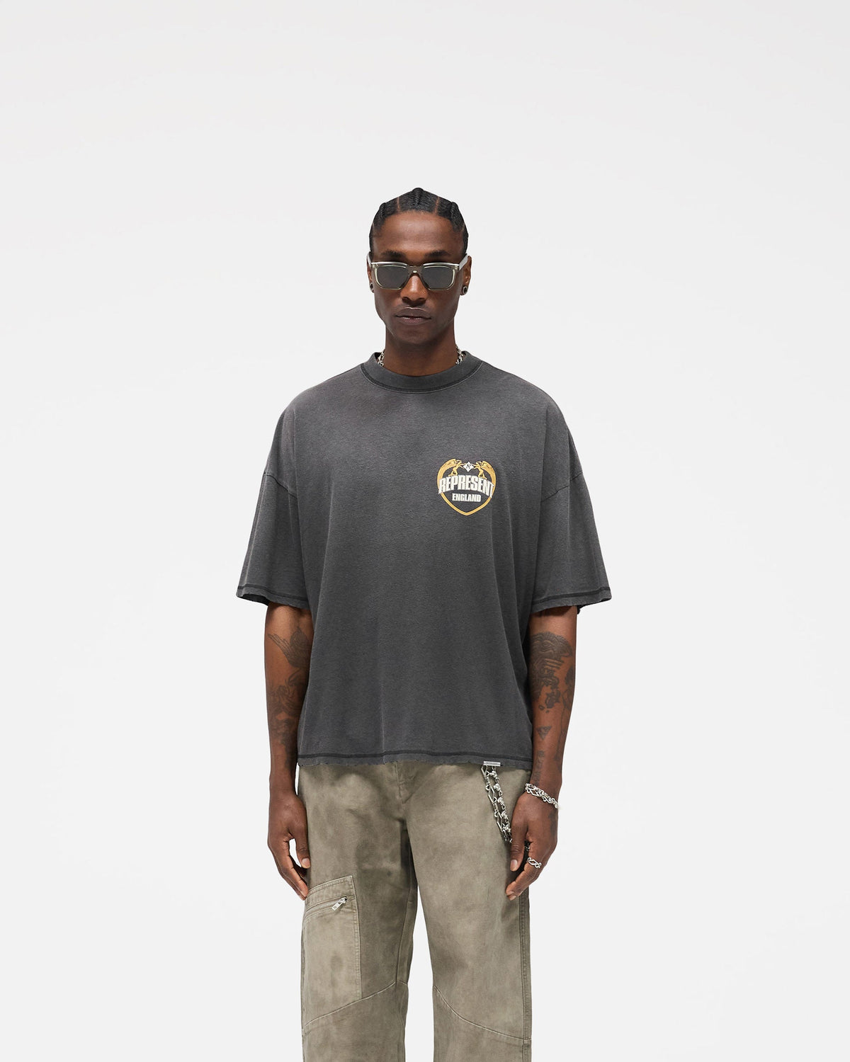 REPRESENT Angel Border T-Shirt - Stained Black