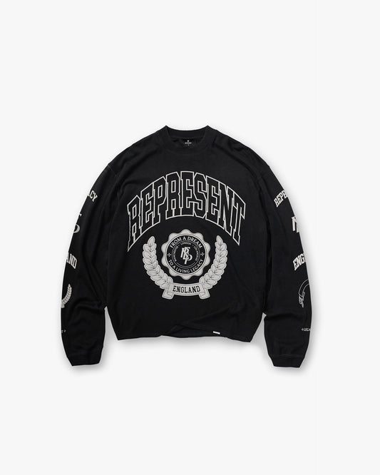 REPRESENT Legacy Crest Long Sleeve T-Shirt - Stained Black