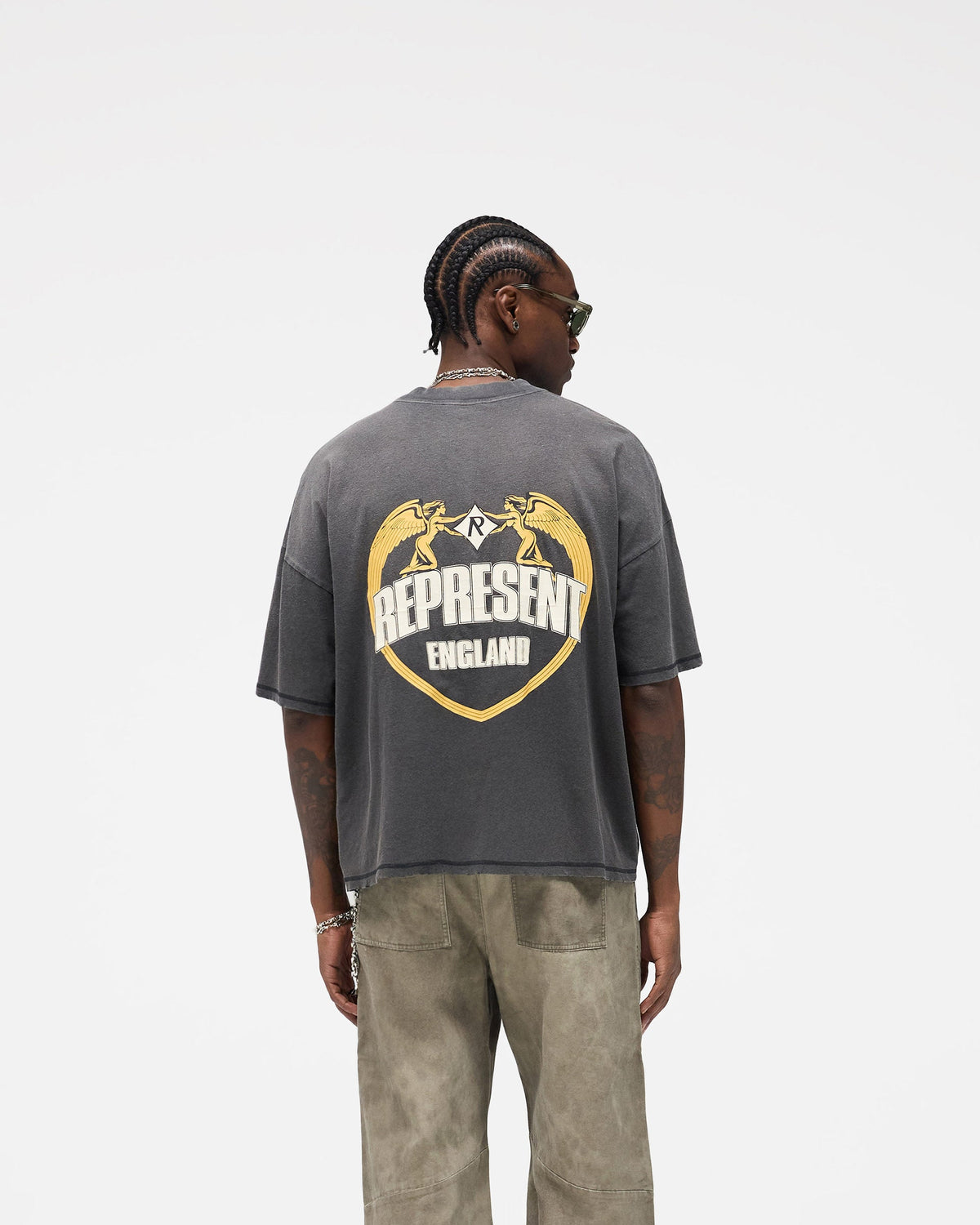 REPRESENT Angel Border T-Shirt - Stained Black