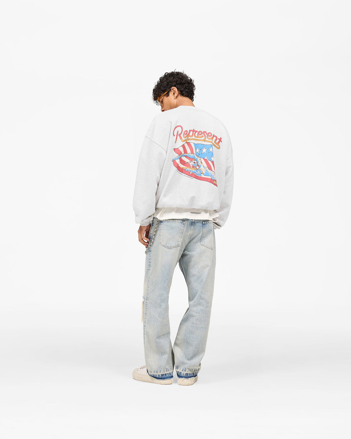 REPRESENT Represent x Beach Boys Americas Band Sweater - Ice Grey Marl