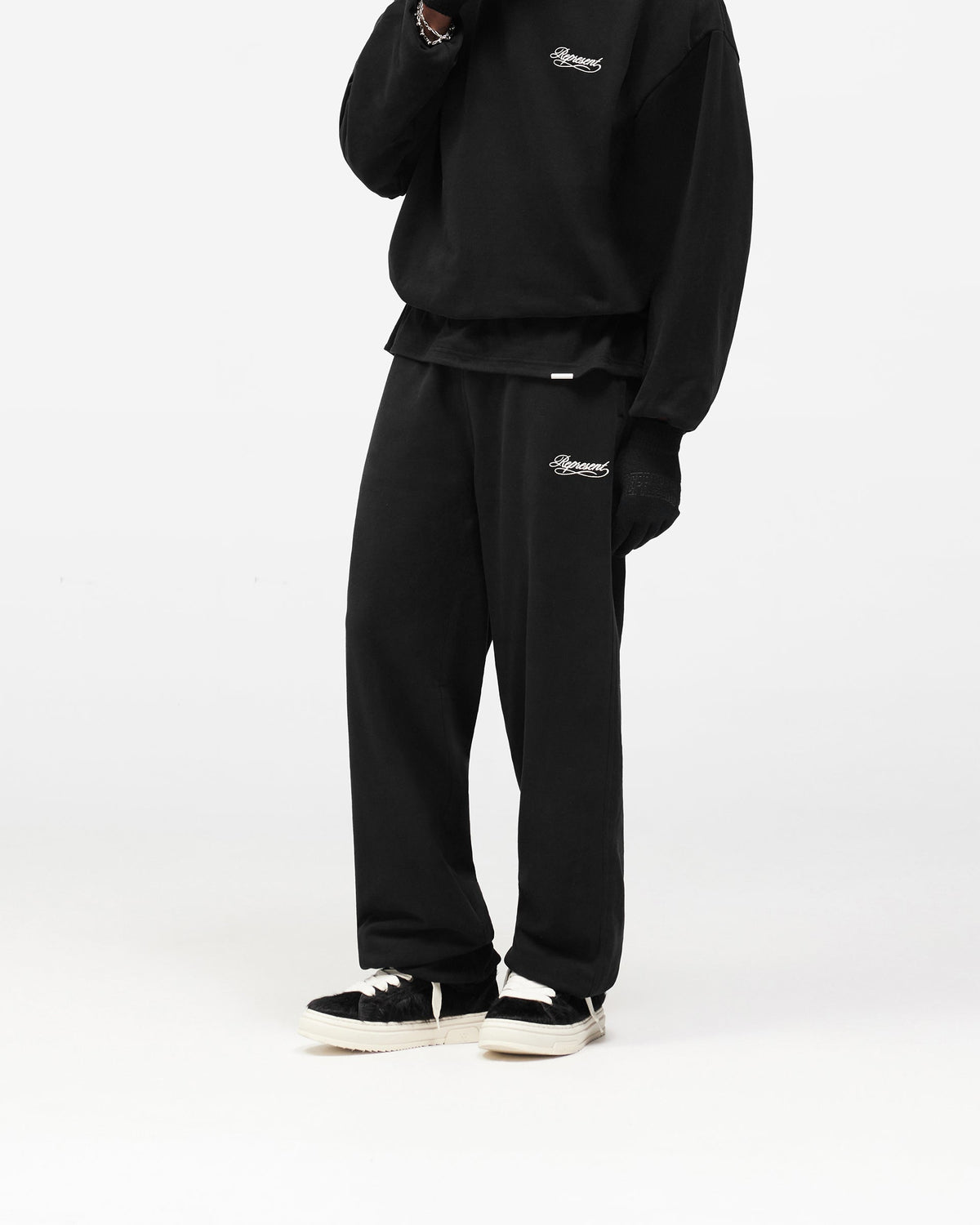 REPRESENT Dual Layer Script Sweatpants - Jet Black