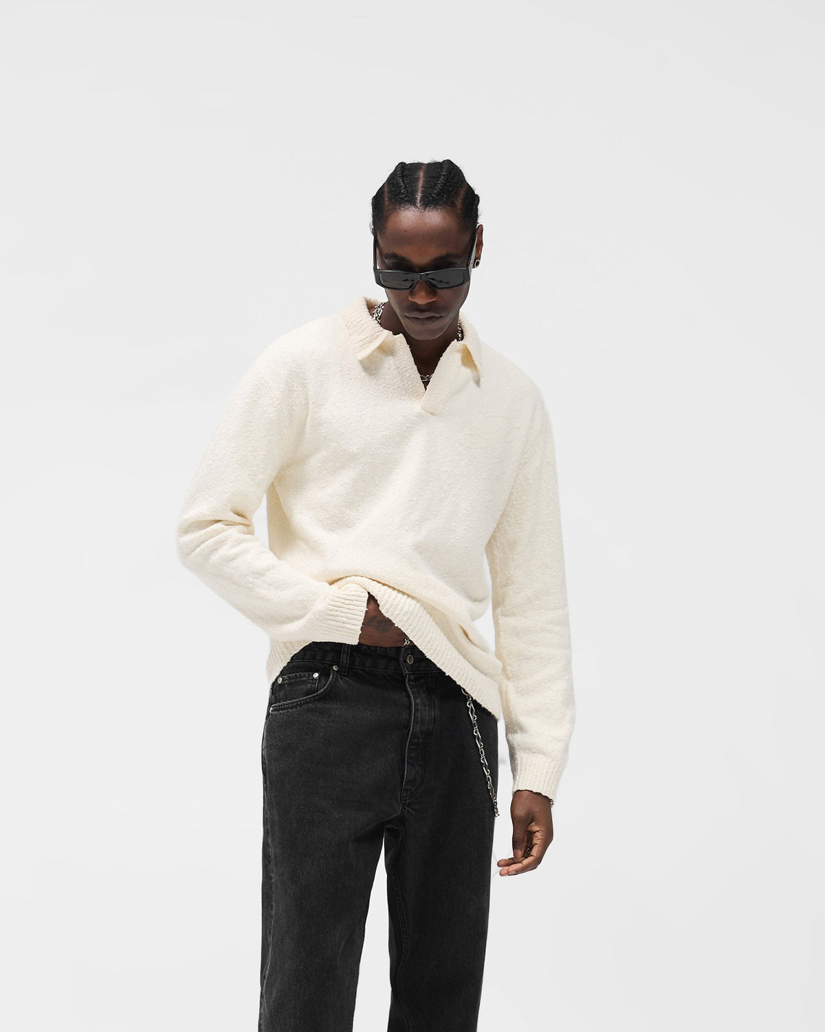 REPRESENT Knitted Polo - Aged White