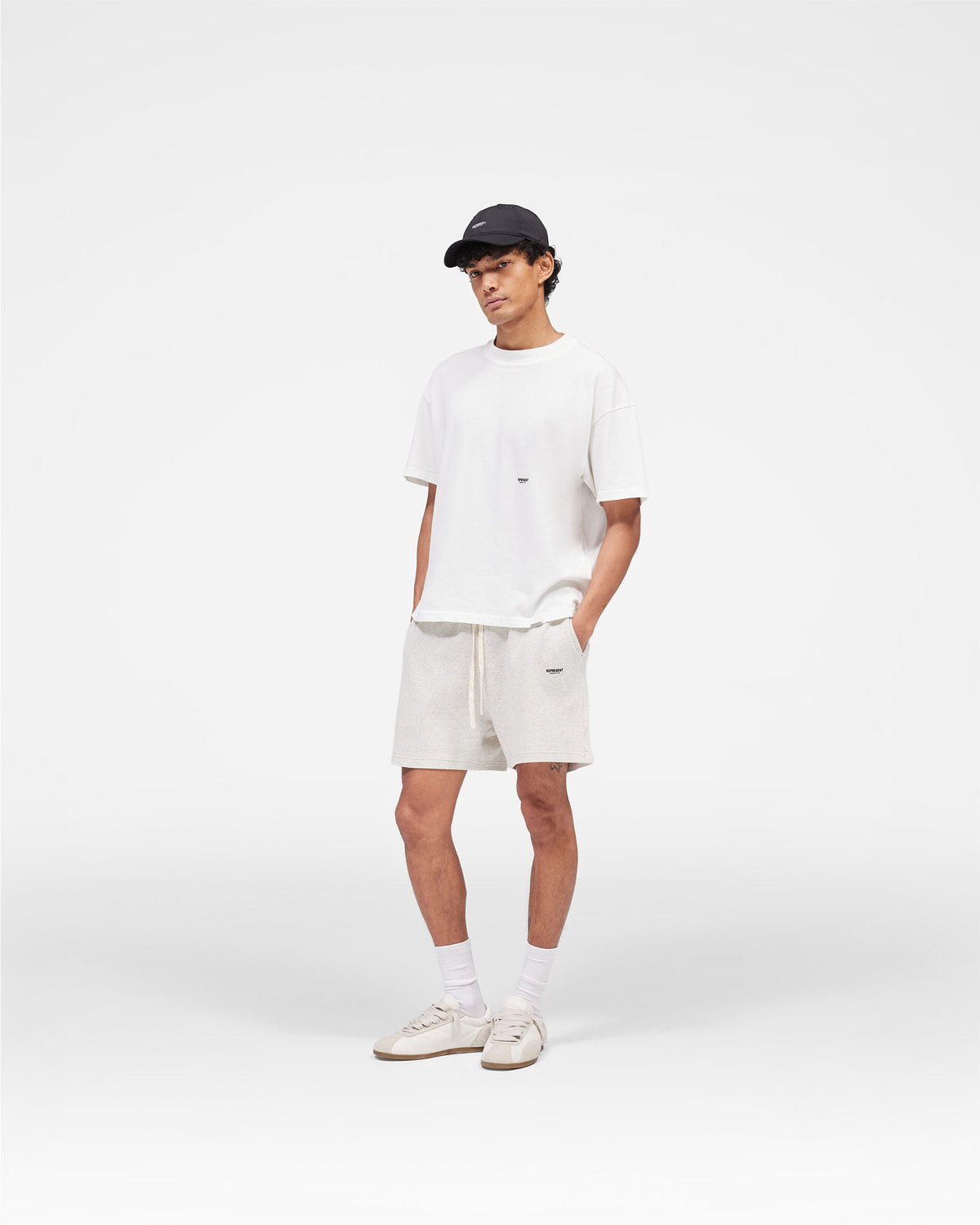 REPRESENT Micro Owners Club Mesh Shorts - Cream Marl