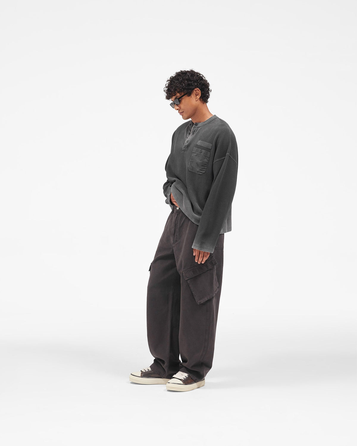 REPRESENT Heavyweight Henley Sweater - Vintage Black