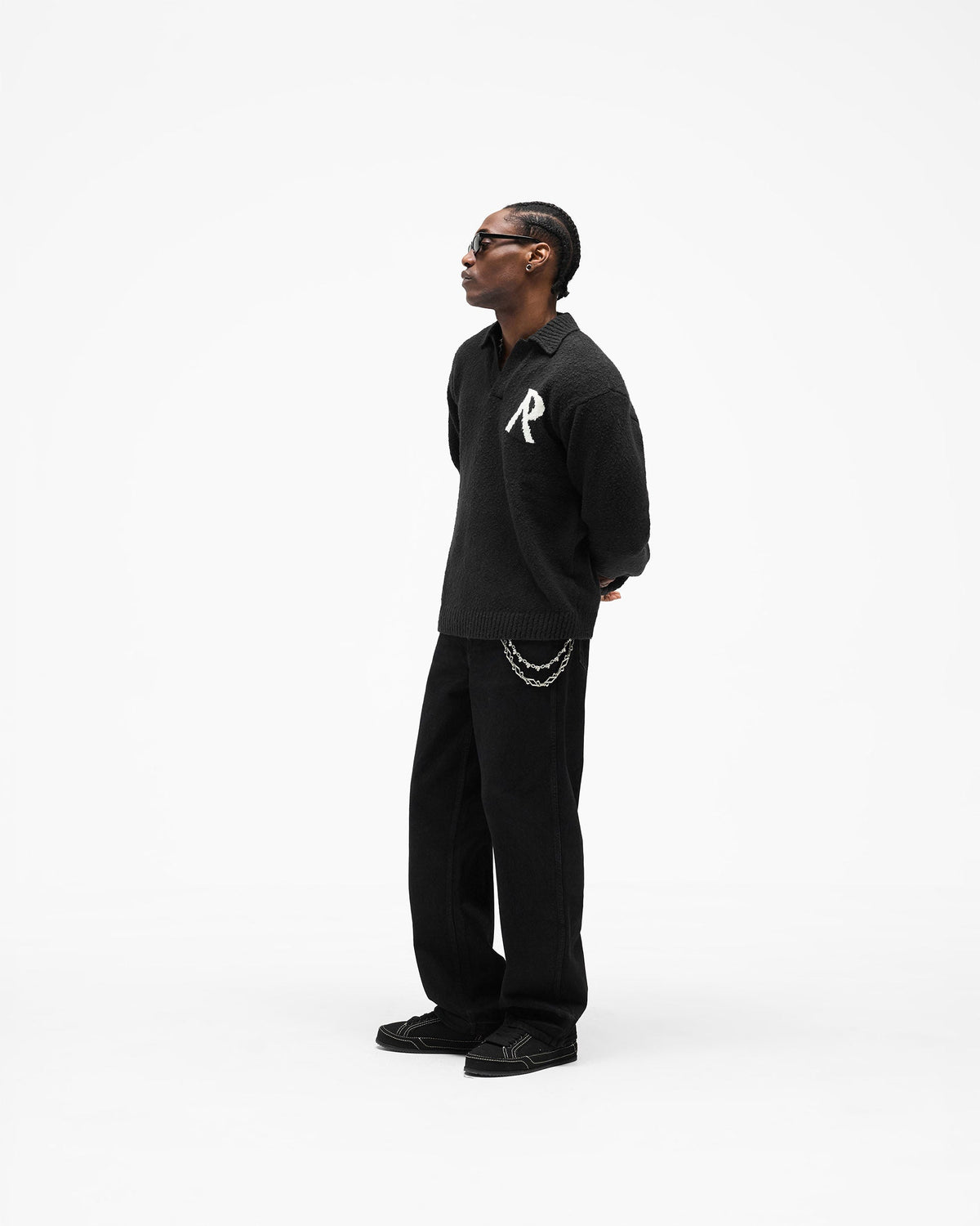 REPRESENT Knitted Boucle Polo - Jet Black