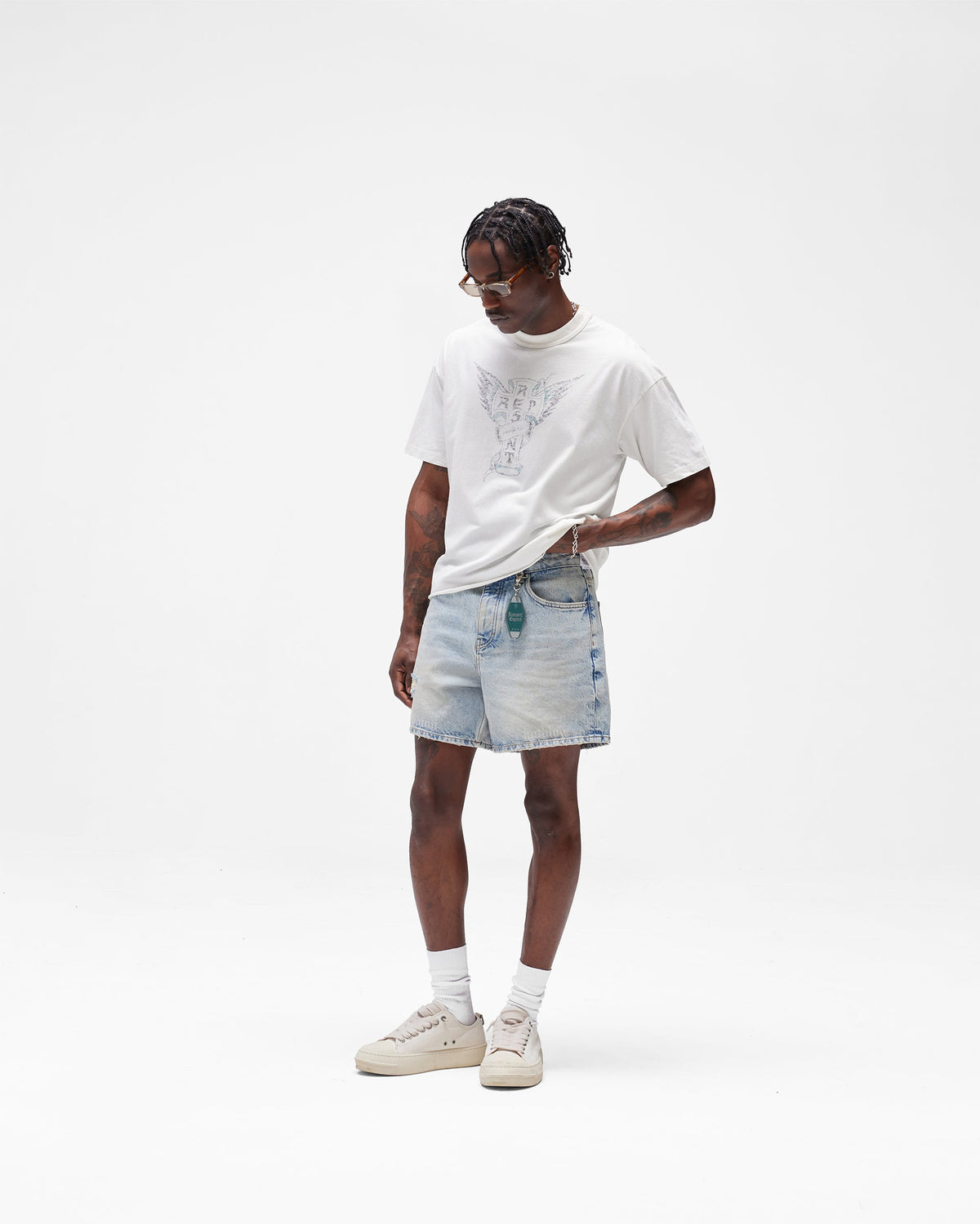 REPRESENT Busy Doing Nothing Denim Short - Dusty Blue