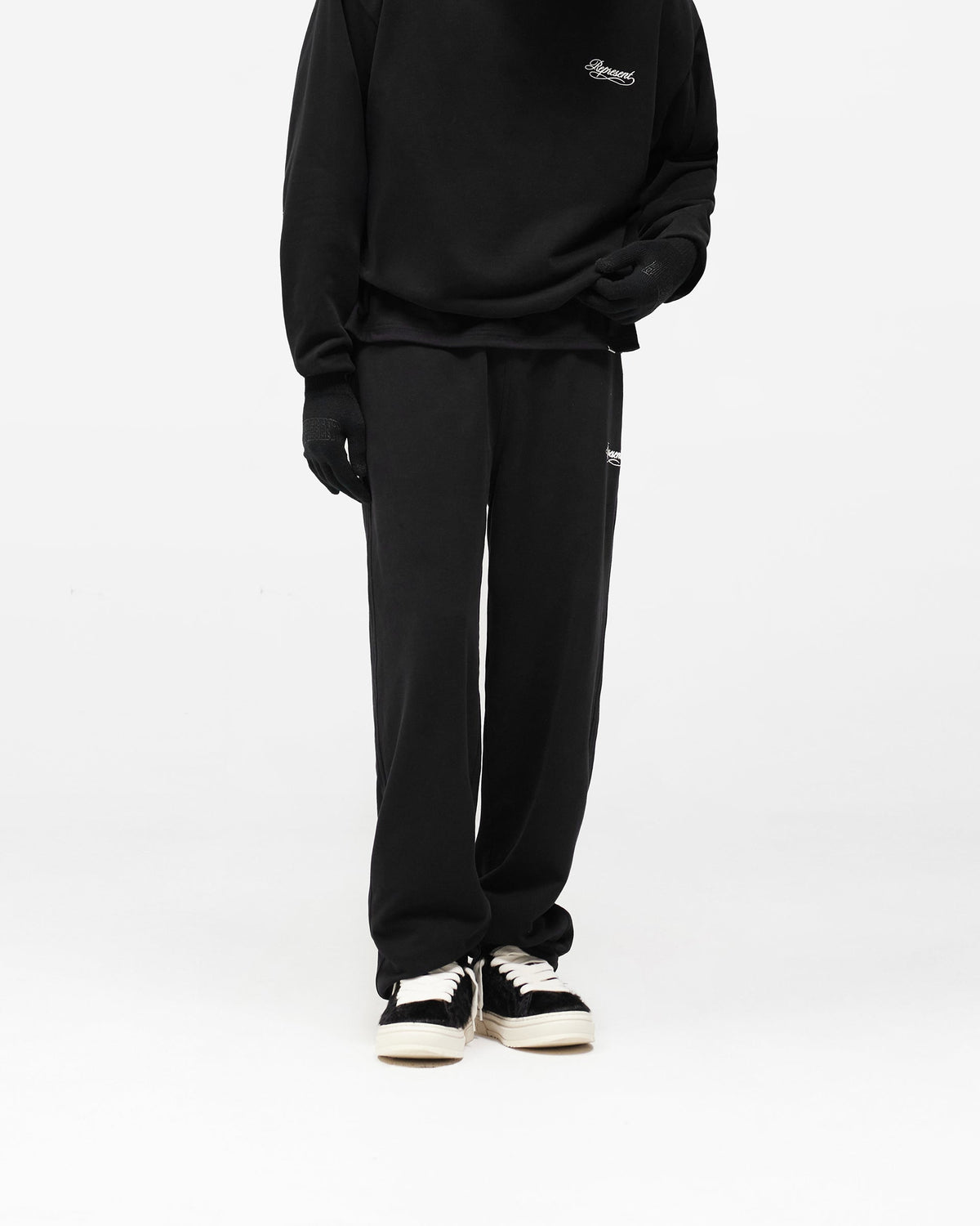 REPRESENT Dual Layer Script Sweatpants - Jet Black