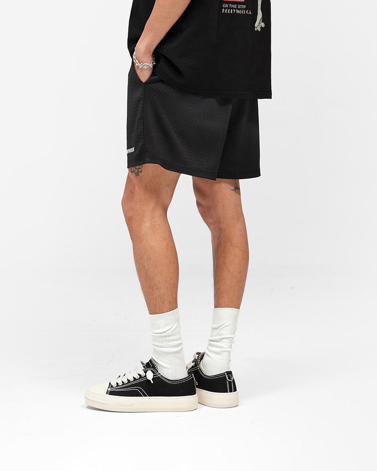 REPRESENT Washed Mesh Shorts - Black