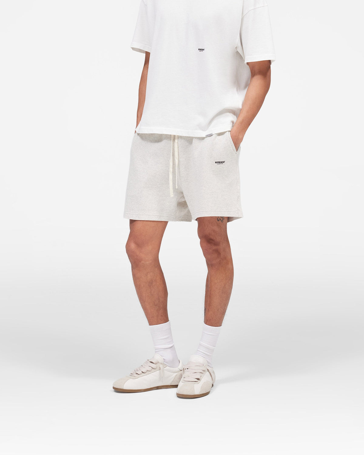 REPRESENT Micro Owners Club Mesh Shorts - Cream Marl
