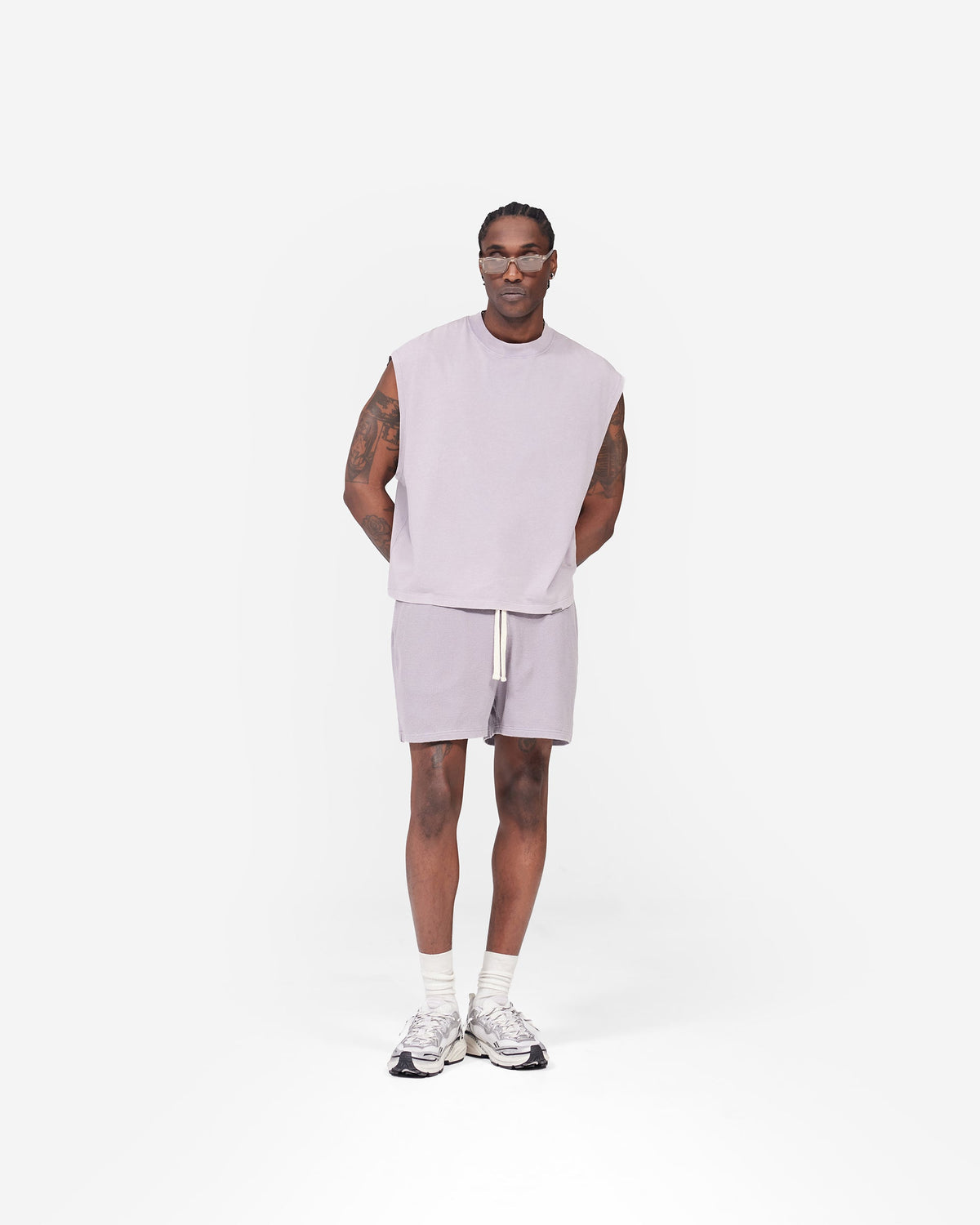 REPRESENT Initial Waffle Shorts- Mist