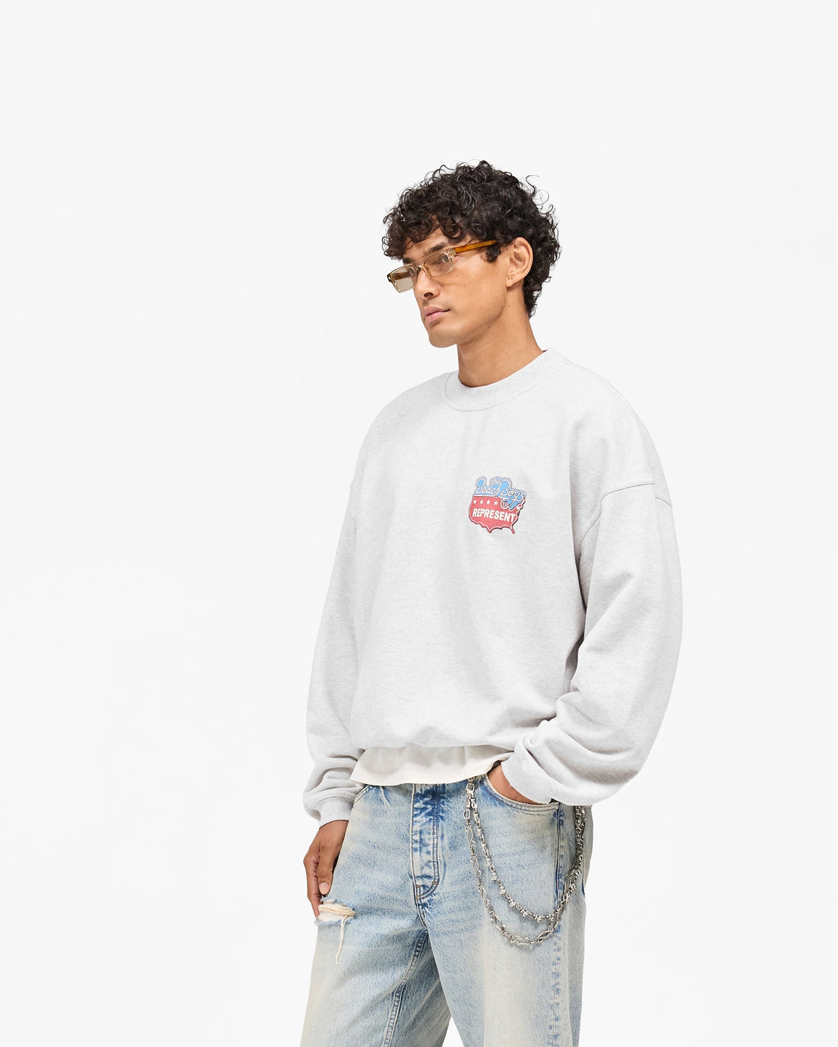 REPRESENT Represent x Beach Boys Americas Band Sweater - Ice Grey Marl
