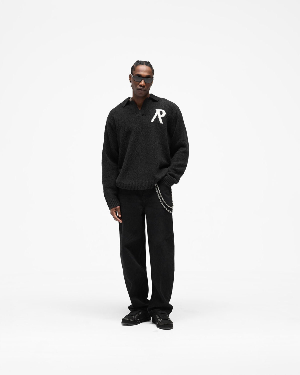 REPRESENT Knitted Boucle Polo - Jet Black