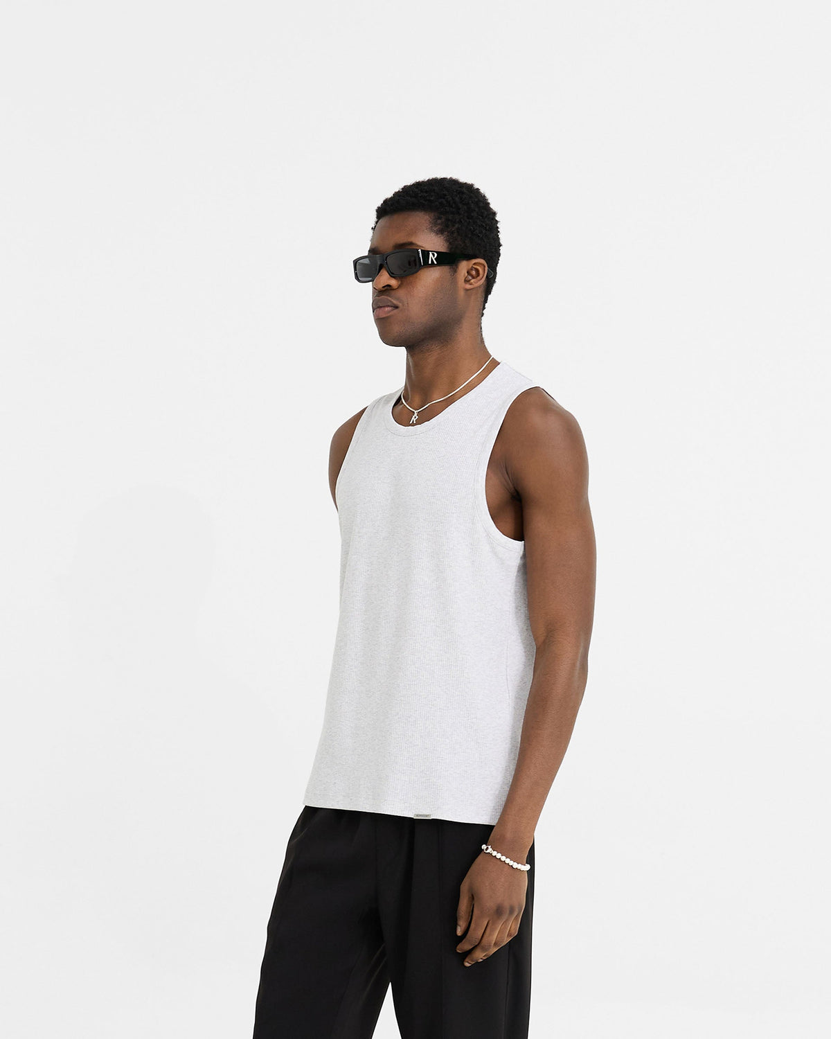 REPRESENT Initial Rib Vest - Ice Grey Marl