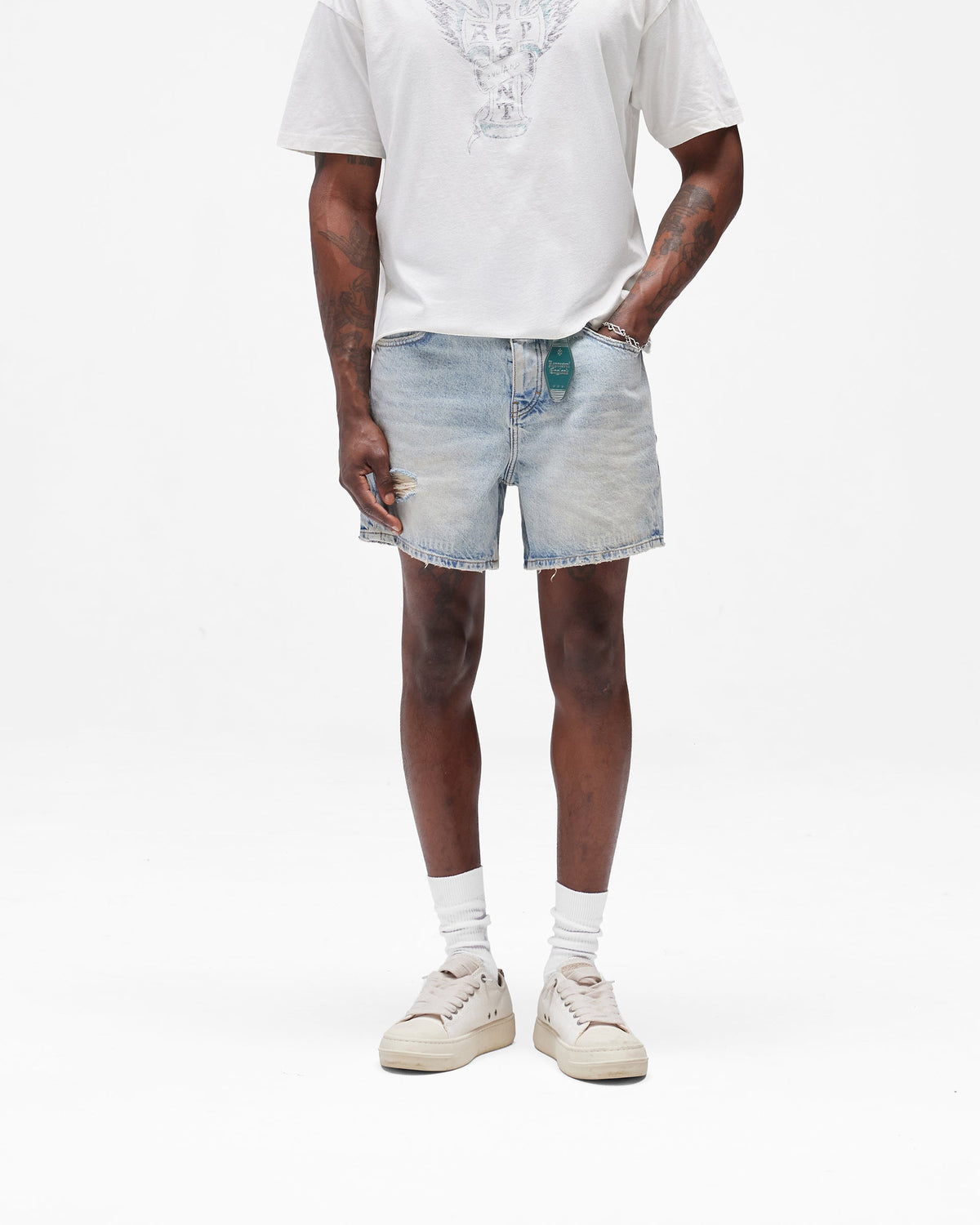 REPRESENT Busy Doing Nothing Denim Short - Dusty Blue