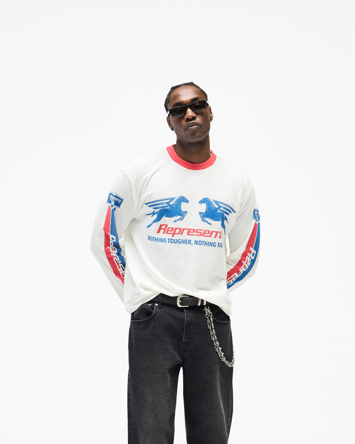 REPRESENT Mesh Pegasus Long Sleeve T-Shirt - Flat White