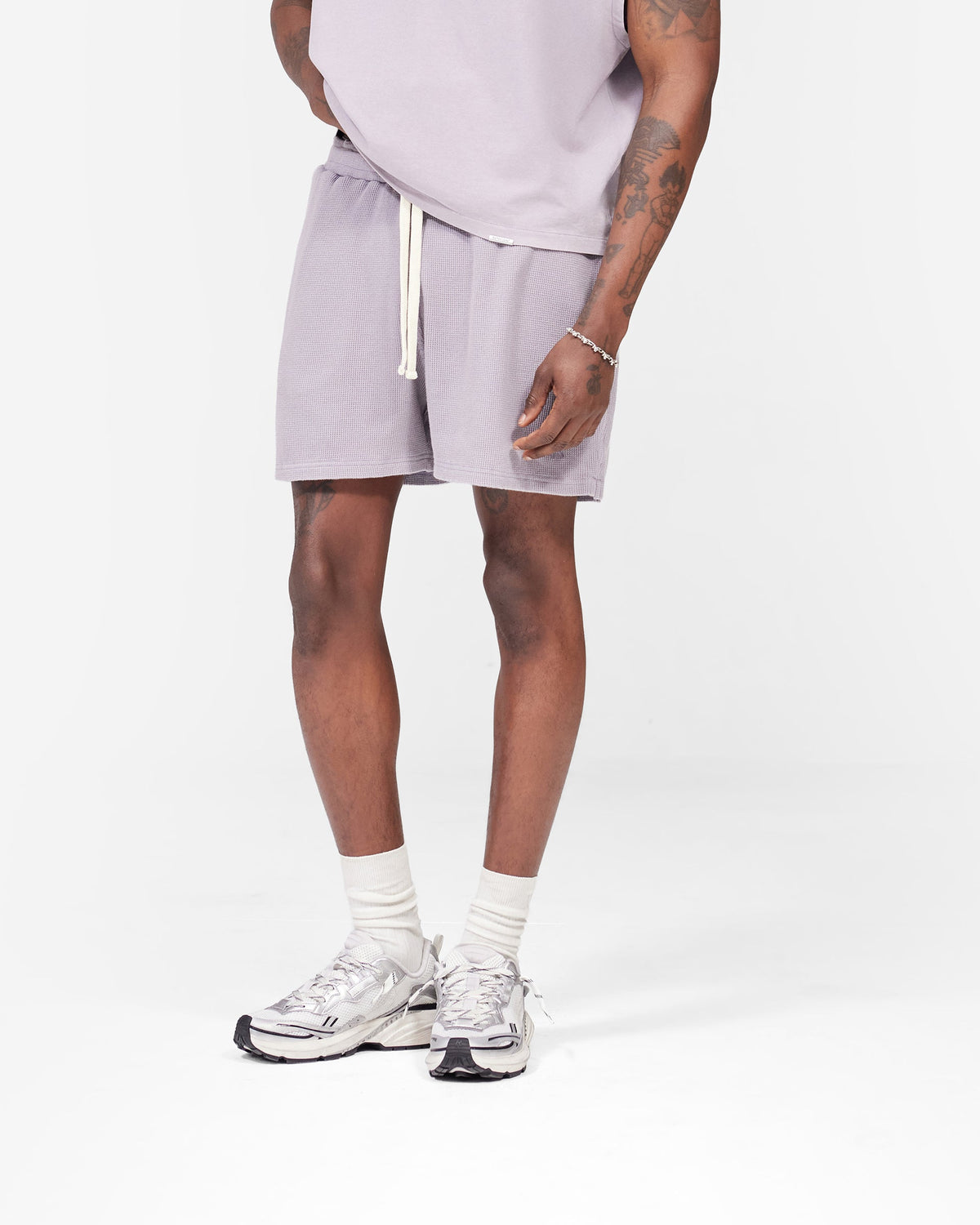 REPRESENT Initial Waffle Shorts- Mist