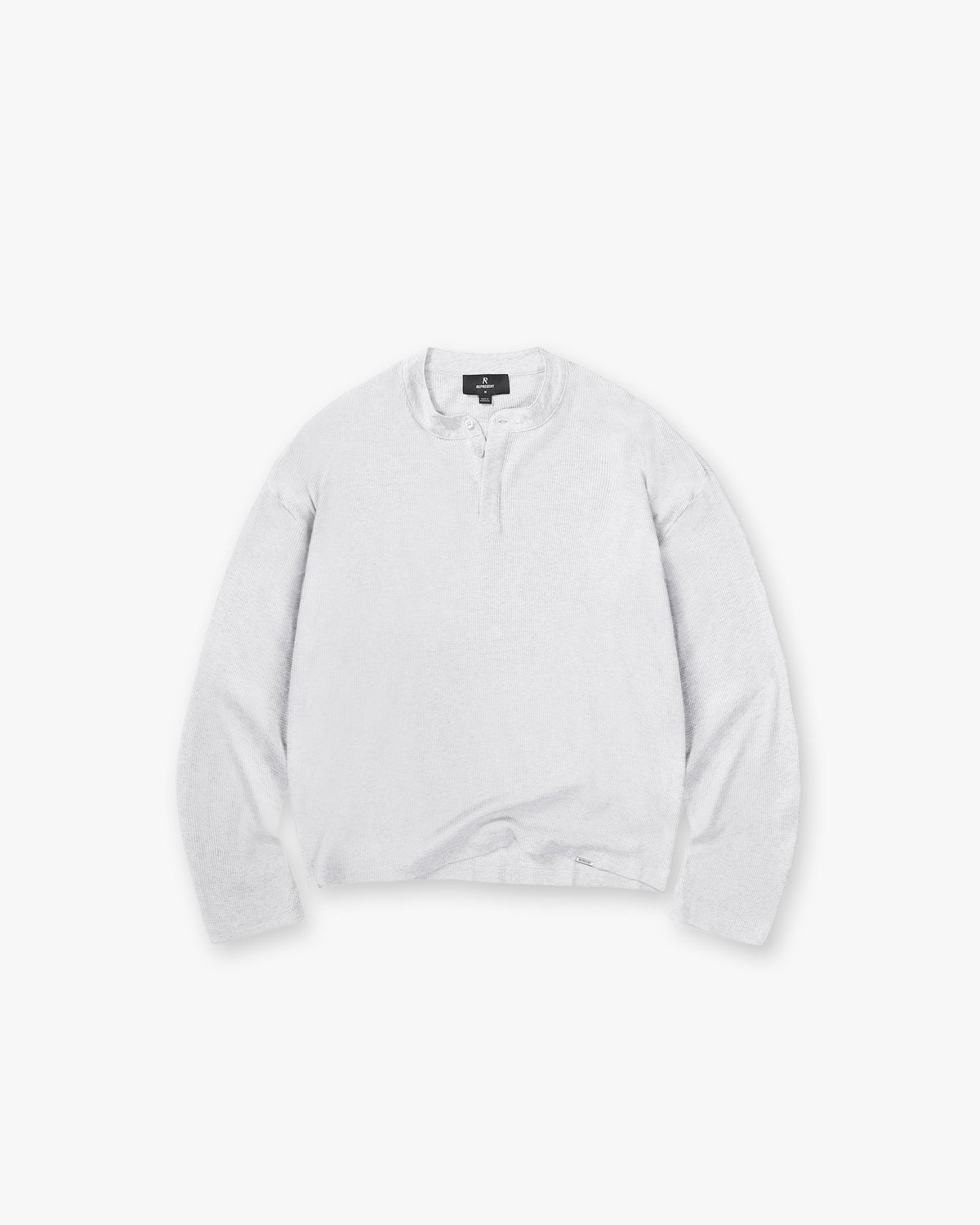 REPRESENT Initial Henley Waffle Long Sleeve T-Shirt - Ice Grey Marl