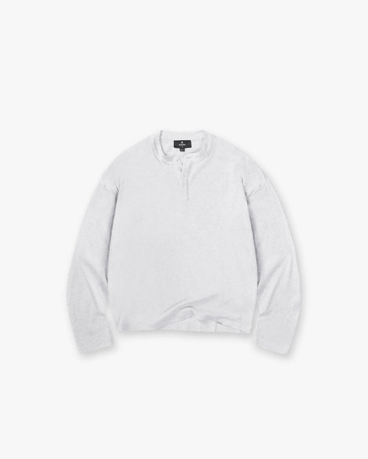 REPRESENT Initial Henley Waffle Long Sleeve T-Shirt - Ice Grey Marl