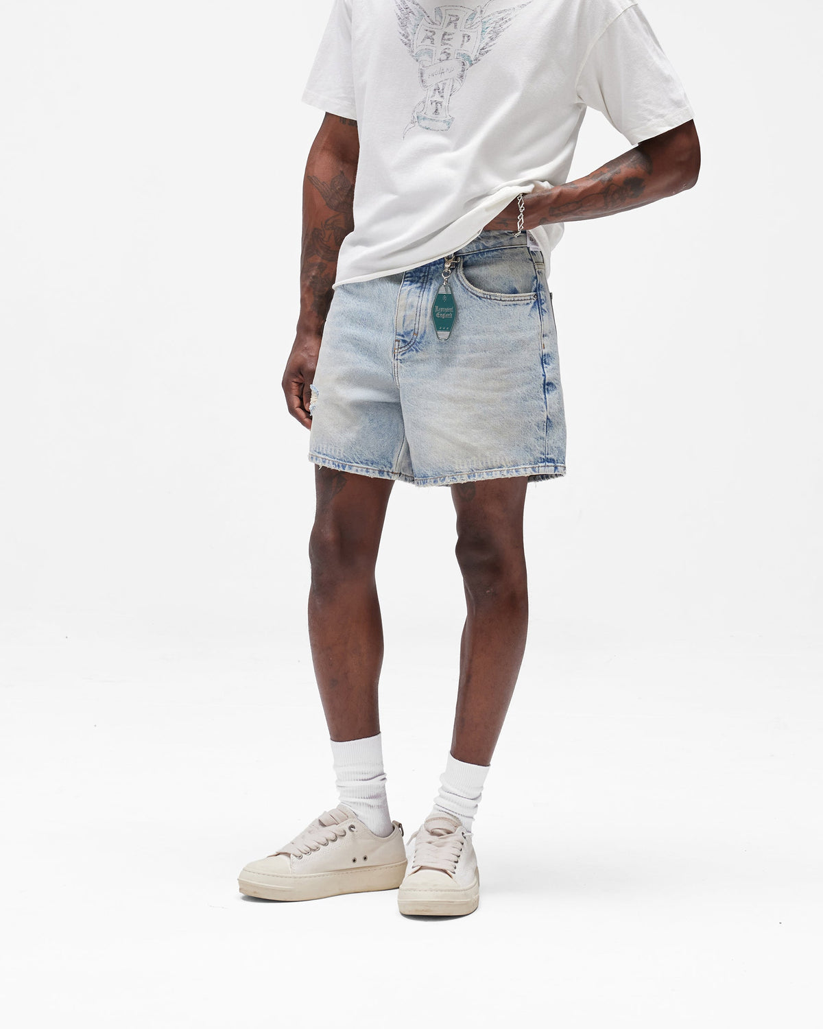 REPRESENT Busy Doing Nothing Denim Short - Dusty Blue